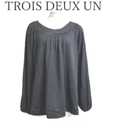 trois deux un トロワドゥアン 日本製 ニット セーター 長袖 ビジュー付き 黒 ブラック 無地 4L 17号 大きいサイズ 美品 上品 きれいめ エレガント 大人可愛い