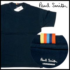新品 ポールスミス 半袖カットソー LL 紺 アーティストストライプタブ ロゴ刺繍 ショートスリーブ Tシャツ Paul Smithメンズ