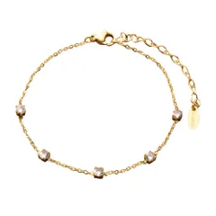 【ゴールド × ワンサイズ】[Cream dot. クリームドット公式] ブレスレット レディースステンレス製 金属アレルギー つけっぱなし サージカルステンレス キュービックジルコニア ビジュー ステーション 大人のサムネイル