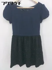 ◇ UNIVERVAL MUSE ユニバーバル ミューズ 装飾 ストーン 半袖 ミニ ワンピース ネイビー ブラック レディース 【中古】 【1103020012158】のサムネイル