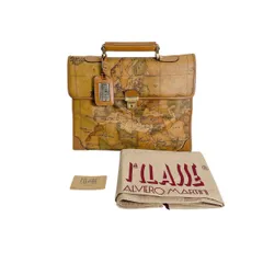 プリマクラッセ ビジネスバッグ ブリーフケース 地図柄 ハンドバッグ PRIMA CLASSE ブラウン