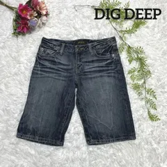 L 極美品✨ DIG DEEP ディグ ディープ デニムショートパンツ ダメージデニム サイズL 穿き込むほど味が出る、ヴィンテージ感漂う一本。程よいラフさと存在感で、こなれたデニムスタイルを演出◎ S573 a55