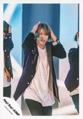 【中古】生写真(ジャニーズ) Hey! Say! JUMP/高木雄也/膝上・衣装紫・黒・白・両手頭・口開け・背景青白/「Fantastic Time」PV＆ジャケ写撮影/公式生写真