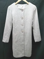 ◇ earth music&ecology 起毛　ボタン　裏地　シンプル 長袖 コート サイズS グレー系 レディース E  【1303020024063】