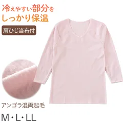 婦人 8分袖 インナー スリーマー スリーマ 長袖 肌着 両起毛 起毛 M～LL 当て布付き 当布 アンゴラ 毛混 婦人肌着 レディース シャツ 下着 肌着 暖かい あったか 防寒 冬 ふわふわ