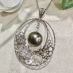 K18WG  南洋真珠 ロング ペンダントネックレス