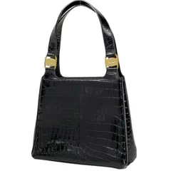 サルヴァトーレフェラガモ Salvatore Ferragamo ヴァラ ハンドバッグ トートバッグ クロコダイル ハンドバッグ レザー ブラック 7755 レディース 【中古】