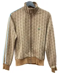 ラコステ LACOSTE モノグラム ジャカード トラック ジャケット サイドライン ロゴ 刺繍 ジップアップ トルコ製 BROWN 茶色 ベージュ系 SH1368 ジャージ 総柄 ブラウン XSサイズ 104LT-229