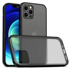 iPhone 12 Pro Max 用ケース 半透明 米軍MIL規格取得 マット加工 全面保護 黄ばみなし レンズ保護 ワイヤレス充電対応 6.7インチ アイフォン (iPhone 12 Pro Max用, ブラック) 1