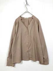 natural couture ナチュラルクチュール 310160 プチプラバー釦とろみ ブラウス シャツ sizeF/ピンクベージュ  ■■レディース