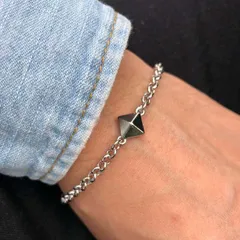 スタッズブレスレット アクセサリー メンズ シルバー ロールチェーン