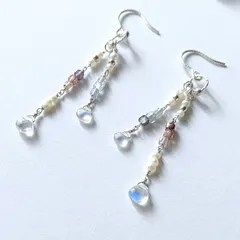 silver925✧︎レインボームーンストーン ジルコン シャンデリアピアス✧︎