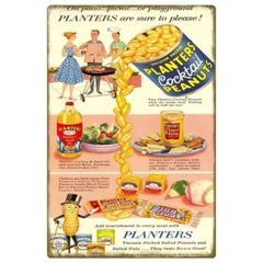 【817】新品 レトロ ブリキ看板 ★ Mr. PEANUT ★ ミスターピーナッツ プランターズ マスコット キャラクター アメリカン雑貨 ガレージ フェンス ヴィンテージ
