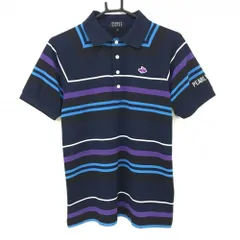 ★特価★パーリーゲイツ 半袖ポロシャツ ネイビー×パープル ボーダー調 メンズ 4(M) ゴルフウェア PEARLY GATES