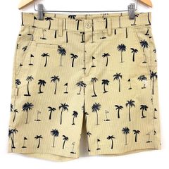 パーリーゲイツ　ストレッチショートパンツ　ヤシの木柄　サイズ5　ベージュ系
