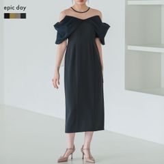 結婚式 ドレス ワンピース オケージョンドレス パーティードレス フォーマル ロング オフショル Iライン 20代 30代 レディース 黒 epic day 300102