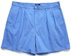 90s ポロ ラルフローレン ツータック コットン チノ ショートパンツ スカイブルー 38★77 ショーツ ハーフ オールド クラシック チノパン