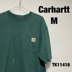 Carhartt Tシャツ 半袖 M ダークグリーン ワンポイント ロゴ 胸ポケット オリジナルフィット カーハート RN14806 K87-HTG 古着 TK11416