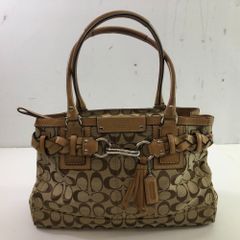 04w3776∞※【中古】COACH コーチ シグネチャー キャリーオール トートバッグ F13068 ブラウン 【八王子店】