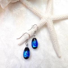 [新品・人気]ホタルガラスピアス♫しずく型⭐︎ブルー琉球ガラス♪ステンレス⭐︎