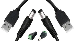 Sound Wave DC5521 オス to Type-A USB-A オス 充電ケーブル 全長 0.8m ケーブル 80cm 2本＋自作 5.5mm x 2.1mm DC 12Vアダプタ オス メス 各1個セット コネクタ ネジ端子アダプタ （ DC電源