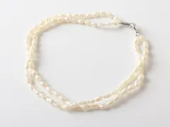 M18307 美品 パール 2連 ブレスレット アクセサリー ホワイト×シルバー