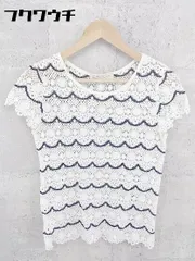 ◇ BEAUTY&YOUTH UNITED ARROWS 総レース 半袖 カットソー ホワイト ネイビー レディース 【中古】 【1002800747283】