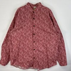 古着  WAH MAKER 長袖シャツ スタンドカラーシャツ USA製 大きいサイズ XL  ピンク系 ペイズリー メンズ