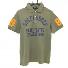 ★SALE価格★パーリーゲイツ 半袖ポロシャツ カーキ×ネイビー コットン100％ バックロゴ  メンズ 4(M) ゴルフウェア PEARLY GATES