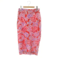 ダイアンフォンファステンバーグ DIANE von FURSTENBERG シルク混バックスリットフラワープリントスカート ロング タイト 4 赤 レッド マルチカラー /DO ■OSのサムネイル