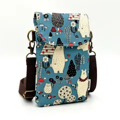 スマホショルダー スマホポーチ ポシェット バッグ 白熊 フクロウ 森 北欧風 収納 斜め掛け 防水 おしゃれ