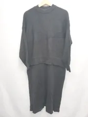 ■ ⊆ Samansa Mos2 blue サマンサモスモス ブルー 長袖 膝下丈 ニット ワンピース サイズF ブラック レディース E  【1507010007016】