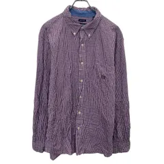 CHAPS 長袖 チェックシャツ XL パープル ホワイト チャップス ボタンダウン ビッグサイズ 胸ポケット 古着卸 アメリカ仕入 a704-5059
