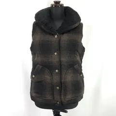 X'tyle【エクスタイル】肉厚/90%ダウンベスト【 レディースM/茶/brown/チェック】スナップボタン/アウター/Jacket/Jumper◆BJ047-d
