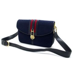【美品】オールドグッチ マイクロGG ロゴ型押し ショルダーバッグ ネイビー GUCCI 極 美品 グッチ オールドグッチ ヴィンテージ マイクロ GG