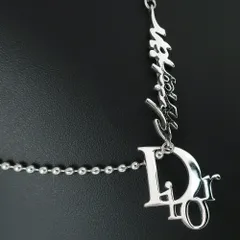 【Dior】ディオール ロゴ 金属製×フェイクパール シルバー レディース 12.5g ネックレス