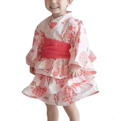 『数量限定』3点セット 帯セット こどもゆかた 可愛い ゆかた ワンピース 和装 夏 上下セット 夏祭り 兵児帯付 キッズ 浴衣ドレス ベビー 女の子 花火大会 子供 記念撮影 浴衣 HF05 [SEIWARAKU]