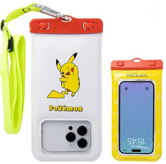 DIVAID ポケットモンスター/ポケモン ワイドサイズ 防水ケース ショルダーストラップ (ピカチュウ)【 iPhone Android 各種スマートフォン対応 水に浮く フローティング 防水 防塵 IP68】