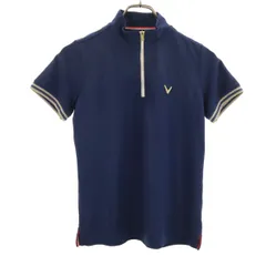 Callaway キャロウェイ ゴルフ 半袖 ハーフジップ ポロシャツ M ネイビー レディース 古着