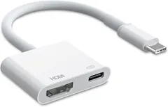 2in1 HDMI タイプ C 変換アダプタ 4K  iPhone HDMI 変換ケーブル 急速充電  設定不要 遅延なし 音声同期出力 Phone 15/16 iPad/iPhone/Google Pixel/Samsung/Switch適用 日本語取説付き