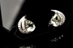 シルバー925 グリーンアメジスト 8x5mm ドロップファセットカット ピアス パワーストーン 天然石 _PRG2157