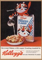 켈로그 토니 타이거 레트로 미니 포스터 B5 사이즈 복제 광고 ◆ Kellogg's 시리얼 설탕 서리 일러스트 USAD5-425