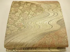 平和屋着物◎六通柄袋帯　流水草花文　金糸　鈴乃屋扱い　逸品　CAAH5617qe