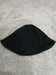 黒 ニット リバーシブル バケットハット 帽子