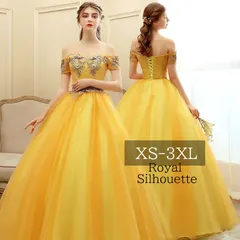 ドレス パーティードレス ブルー イエロー 黄色 ナイトドレス オフショルダー 結婚式 大きいサイズ 謝恩会 XS S M L XL LL 2XL XXL 3XL XXXL 姫系 プリンセス 豪華 紐タイプ 膝丈 パーティー 発表会 ガーリー