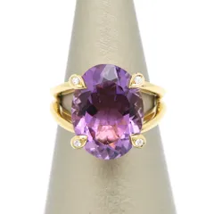 【昭和レトロ】K18 アメジスト 彫金 指輪 15.5号 5.4g 昭和レトロ】K18 アメジスト 彫金 指輪 15.5号 5.4g