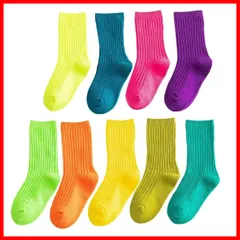 ベビー靴下 のびのびルーズソックス 運動会 子供靴下 蛍光色 クルー丈 ダンス キッズソックス カラフル ネオンカラー 目立つ 3足セット 派手 [ZGKULAEAOW]