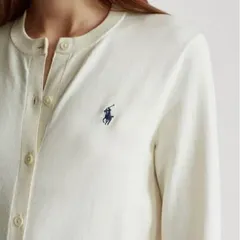 ラルフローレン　ワンポイント刺繍コットンカーディガン　ホワイト