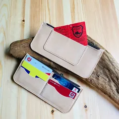 栃木レザー　ナチュラル　オリジナル　カードケース　７ポケット　訳ありアウトレット　小銭ファスナー付き　新品未使用　長財布　K