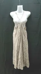 ◇ LOWRYS FARM サイドジップ　肩調節　シンプル ノースリーブ ひざ丈 ワンピース サイズF ベージュ系 レディース E  【1303270007960】